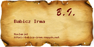 Babicz Irma névjegykártya